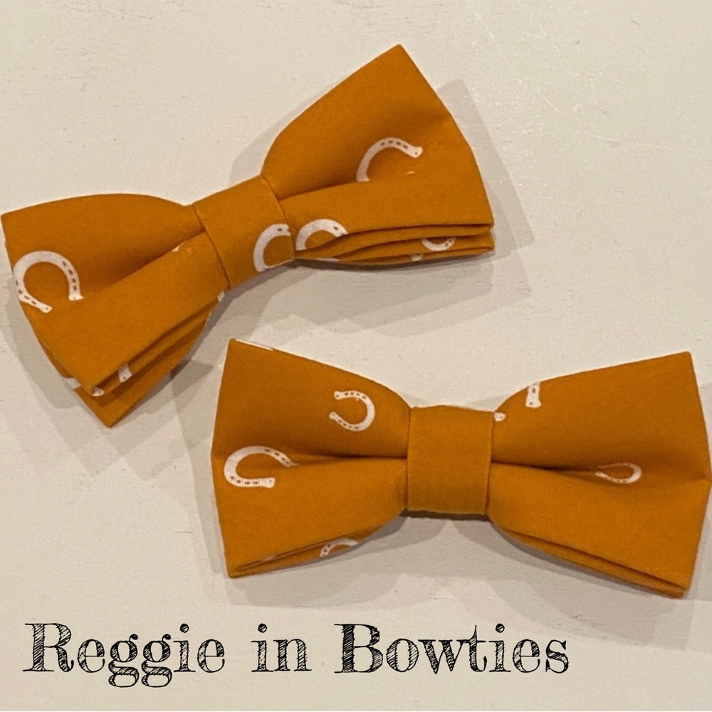 Pet Bowtie in Pumpkin Orange & White Horseshoe